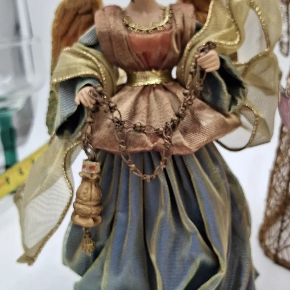Vintage Angel Tree Toppers  Mixed Lot Of 4 Porcelain, Wire, Paper, Resin, Fabric